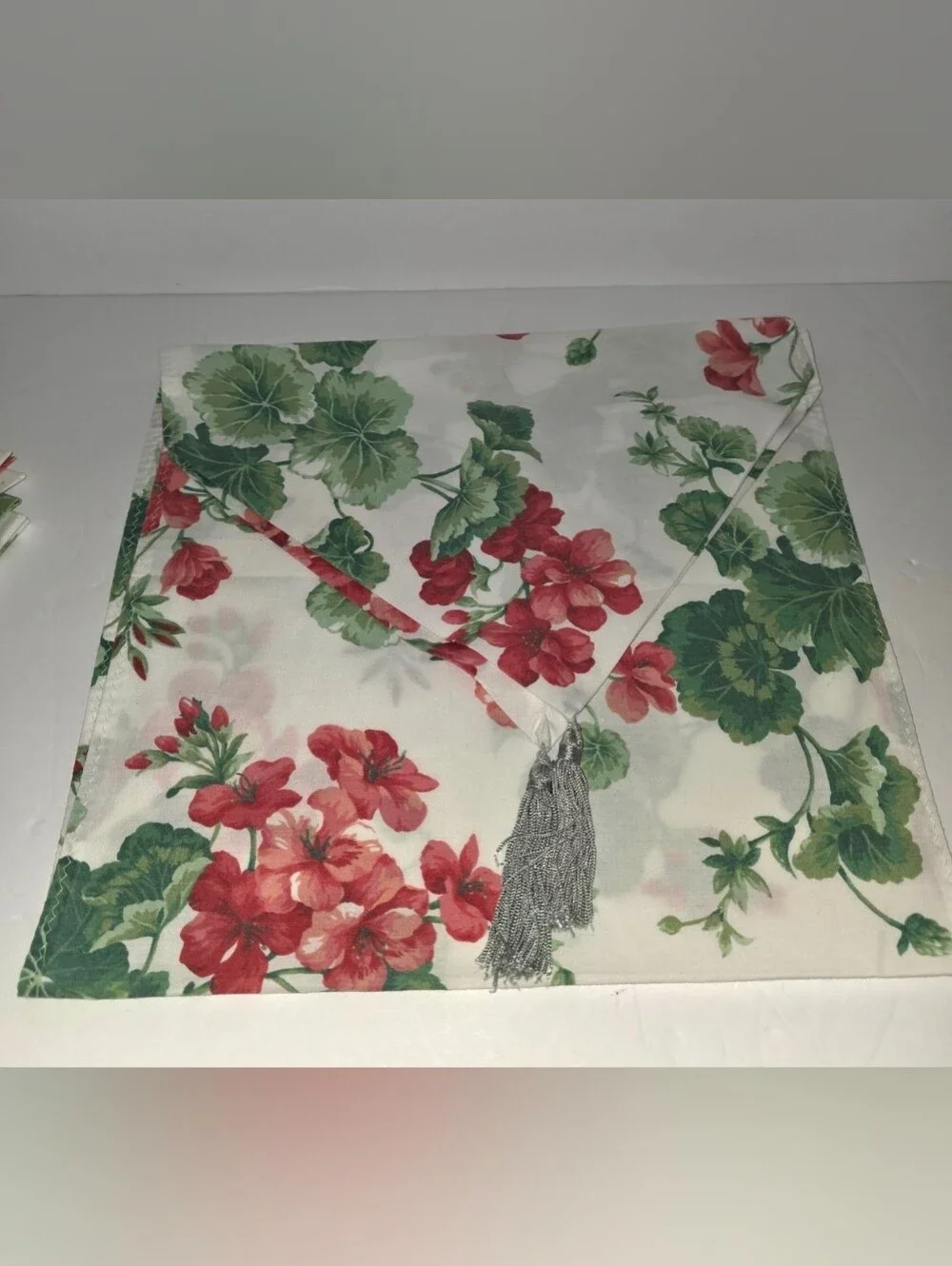 Vintage Retired Williams Sonoma GERANIUM Table Linen Set Read For Details
